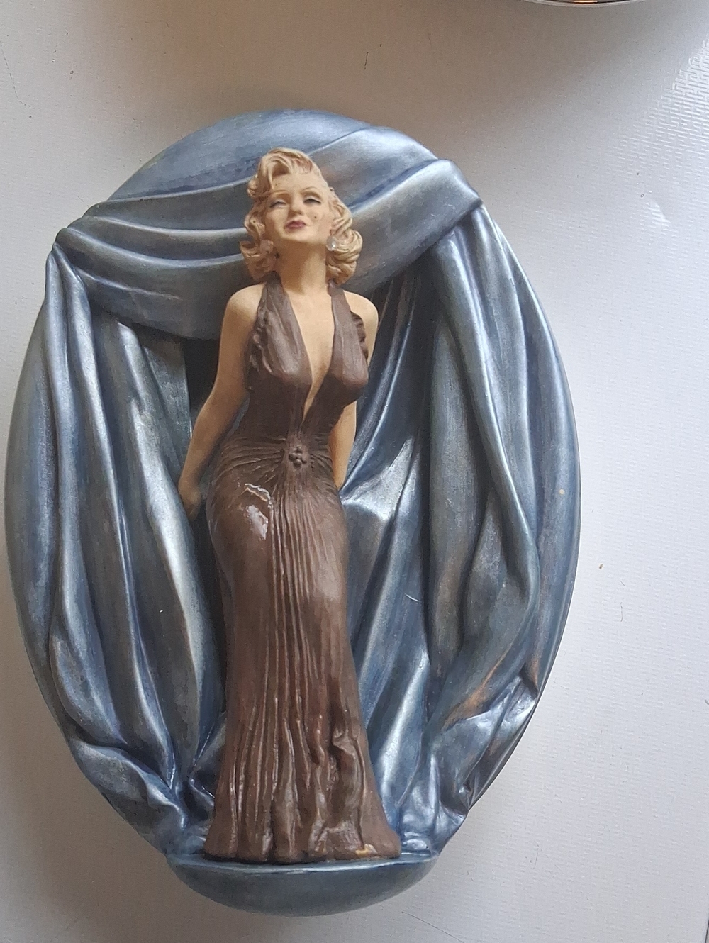 The Bradford Exchange Blue Drapery with Brown Figurine Wall Sculpture